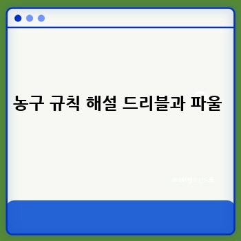 농구 규칙 해설 드리블과 파울