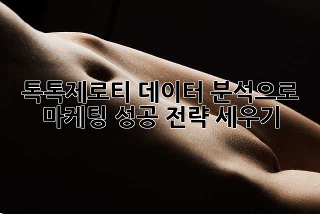 톡톡제로티 데이터 분석으로 마케팅 성공 전략 세우기!