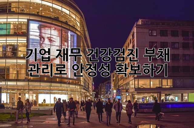 기업 재무 건강검진: 부채 관리로 안정성 확보하기