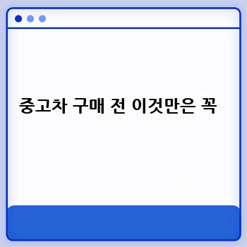 중고차 구매 전 이것만은 꼭 